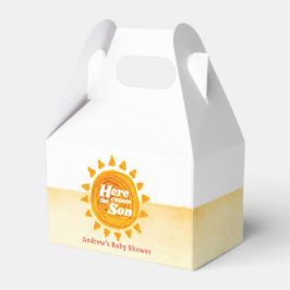 Minimalistisch kommt die Babydusche von Son Boho Geschenkschachtel