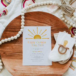 Minimalistisch kommt hier die Sun Retro Baby Dusch Einladung