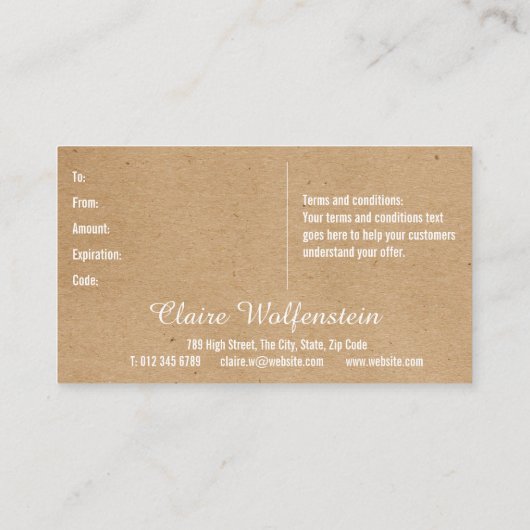 Minimalistisch Kraft Modern Loyalty Geschenk Empfehlungskarte (Rückseite)