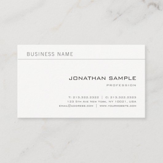 Minimalistisch kreativ Beruflich Moderner Schlicht Visitenkarte (Vorderseite)