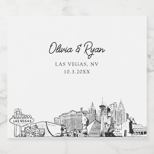 Minimalistisch Las Vegas Wedding Custom Alkoholflaschenetikett (Einzelnes Label)