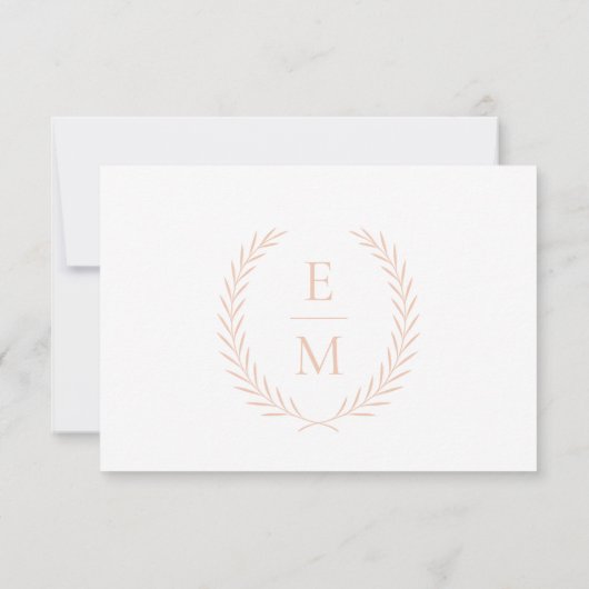 Minimalistisch Laurel Monogram Wedding RSVP Cards (Rückseite)