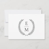 Minimalistisch Laurel Monogram Wedding RSVP Cards Karte (Rückseite)