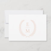 Minimalistisch Laurel Monogram Wedding RSVP Cards Karte (Rückseite)