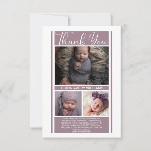 Minimalistisch Lavender Baby Shower Girl Danke (Vorderseite)