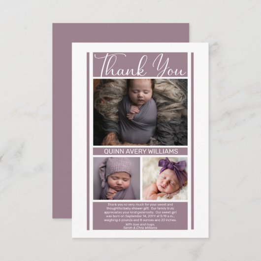 Minimalistisch Lavender Baby Shower Girl Danke (Vorne/Hinten)