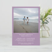 Minimalistisch Lavender Foto Hochzeit Probe Dinner Einladung (Stehend Vorderseite)