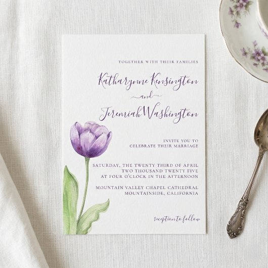 Minimalistisch Lavender Lila Tulip Wedding Einladung
