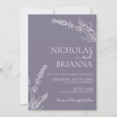 Minimalistisch Lavender Wedding Boho Monogram Einladung (Vorderseite)