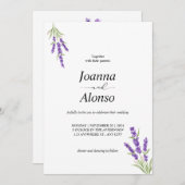 Minimalistisch Lavender Wedding Floral Einladung (Vorne/Hinten)