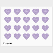 Minimalistisch Lavender Wedding Herz-Aufkleber (Blatt)