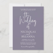 Minimalistisch Lavender Wedding Modern Monogram Einladung (Vorderseite)