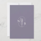 Minimalistisch Lavender Wedding Modern Monogram Einladung (Rückseite)