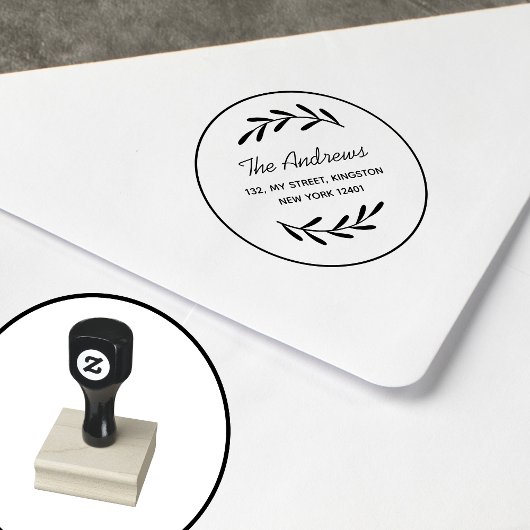 Minimalistisch Leaf Wreath Gummistempel