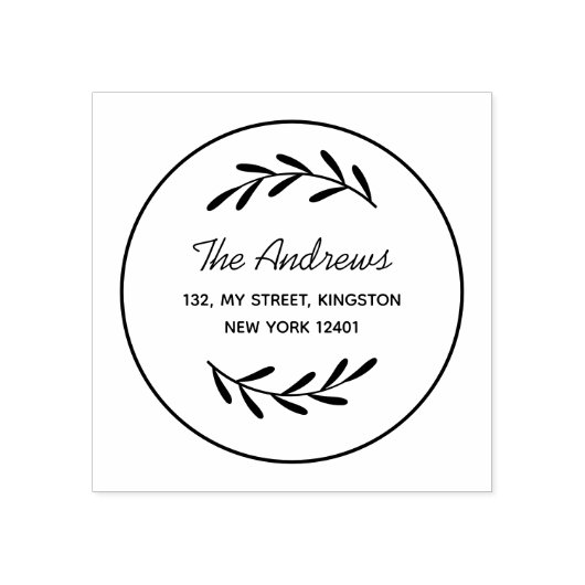 Minimalistisch Leaf Wreath Gummistempel (Prägung)