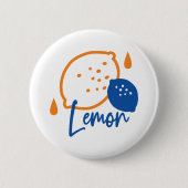 Minimalistisch Lemon Line Art - Moderne Zitrusfrüc Button (Vorderseite)