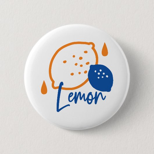 Minimalistisch Lemon Line Art - Moderne Zitrusfrüc Button (Vorderseite)