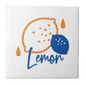 Minimalistisch Lemon Line Art - Moderne Zitrusfrüc Fliese (Vorderseite)