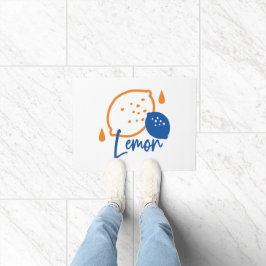 Minimalistisch Lemon Line Art - Moderne Zitrusfrüc Fußmatte