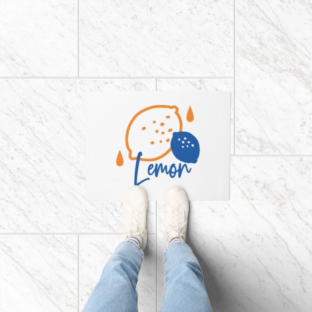 Minimalistisch Lemon Line Art - Moderne Zitrusfrüc Fußmatte (Indoor)