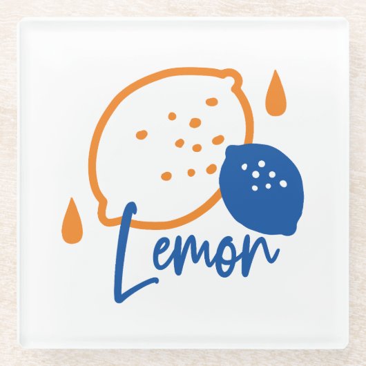 Minimalistisch Lemon Line Art - Moderne Zitrusfrüc Glasuntersetzer (Vorderseite)