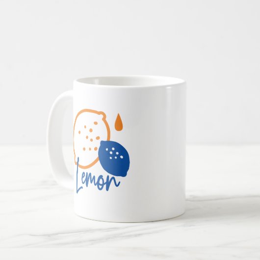 Minimalistisch Lemon Line Art - Moderne Zitrusfrüc Kaffeetasse (Vorderseite Links)