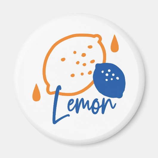 Minimalistisch Lemon Line Art - Moderne Zitrusfrüc Magnet (Vorne)