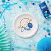 Minimalistisch Lemon Line Art - Moderne Zitrusfrüc Pappteller (Party)