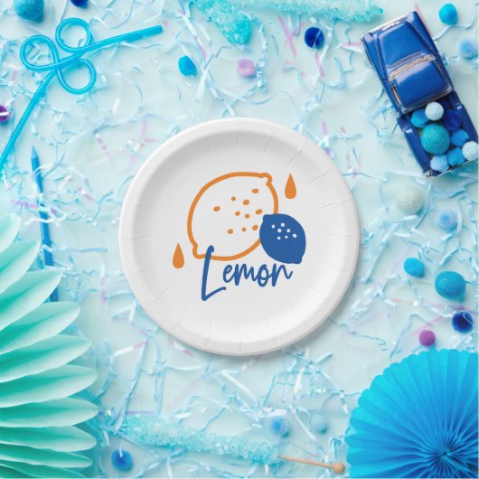 Minimalistisch Lemon Line Art - Moderne Zitrusfrüc Pappteller (Party)