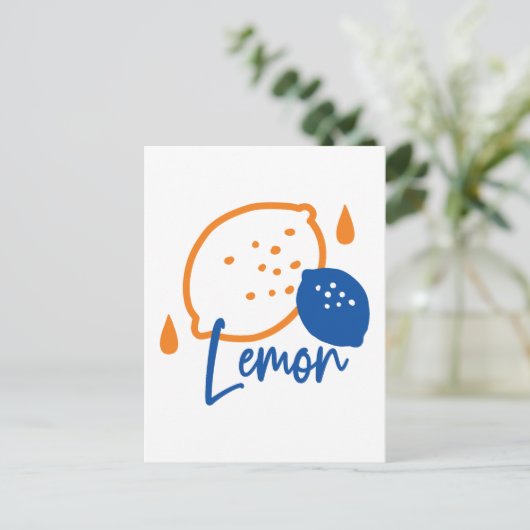 Minimalistisch Lemon Line Art - Moderne Zitrusfrüc Postkarte (Stehend Vorderseite)