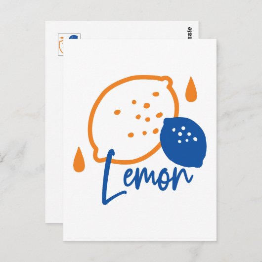 Minimalistisch Lemon Line Art - Moderne Zitrusfrüc Postkarte (Vorne/Hinten)