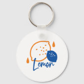 Minimalistisch Lemon Line Art - Moderne Zitrusfrüc Schlüsselanhänger (Vorderseite)