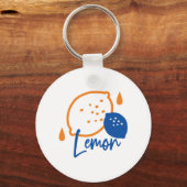 Minimalistisch Lemon Line Art - Moderne Zitrusfrüc Schlüsselanhänger (Rückseite)