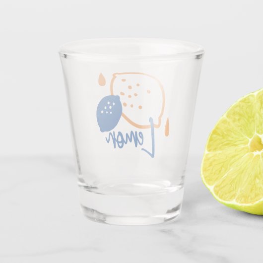 Minimalistisch Lemon Line Art - Moderne Zitrusfrüc Schnapsglas (Rückseite)