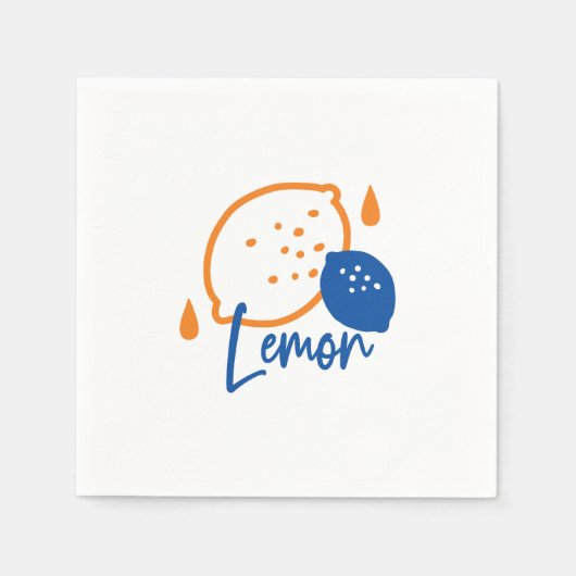 Minimalistisch Lemon Line Art - Moderne Zitrusfrüc Serviette (Vorderseite)
