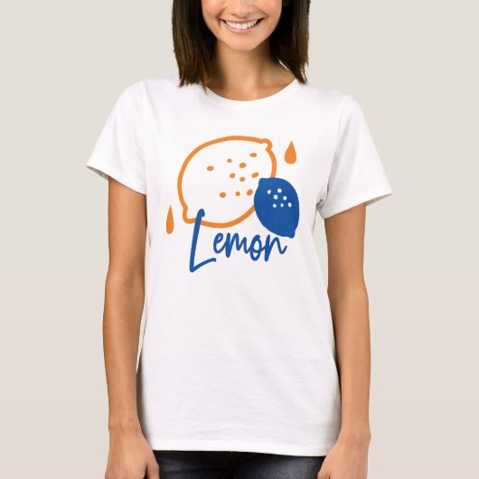 Minimalistisch Lemon Line Art - Moderne Zitrusfrüc T-Shirt (Vorderseite)