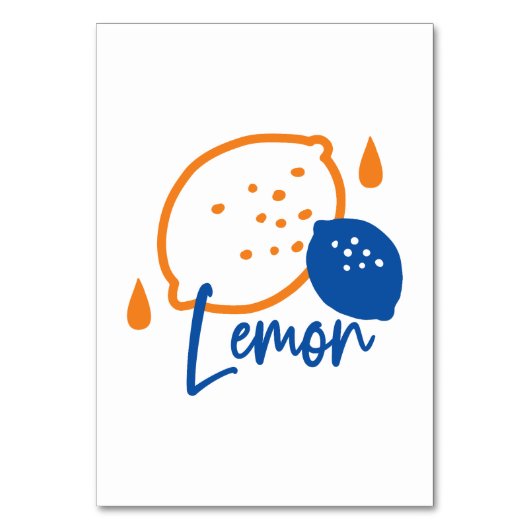 Minimalistisch Lemon Line Art - Moderne Zitrusfrüc Tischnummer (Vorderseite)