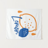 Minimalistisch Lemon Line Art - Moderne Zitrusfrüc Wandteppich (Vorderseite (Horizontal))