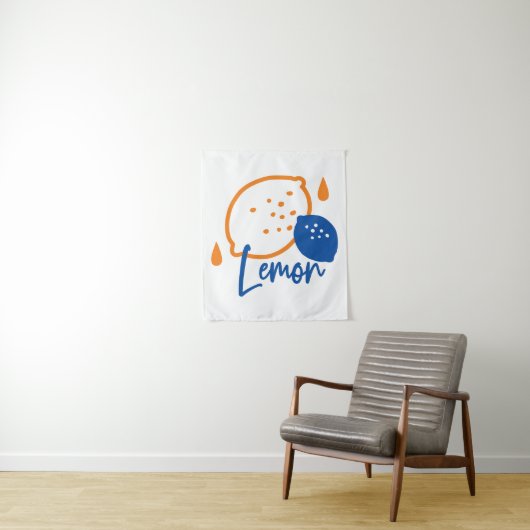 Minimalistisch Lemon Line Art - Moderne Zitrusfrüc Wandteppich (Beispiel)