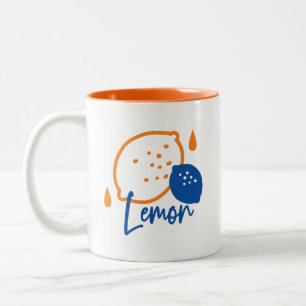 Minimalistisch Lemon Line Art - Moderne Zitrusfrüc Zweifarbige Tasse
