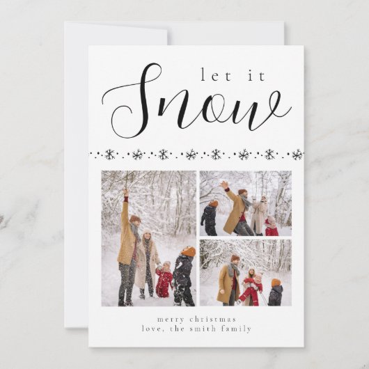 Minimalistisch Let it Snow Snowflake Weihnachten F (Vorderseite)