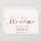 Minimalistisch "Let's Celebrate" Magenta Einladung (Vorderseite)