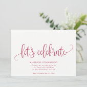 Minimalistisch "Let's Celebrate" Magenta Einladung (Stehend Vorderseite)