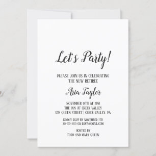 Minimalistisch Let's Party Retirement Party Einladung
