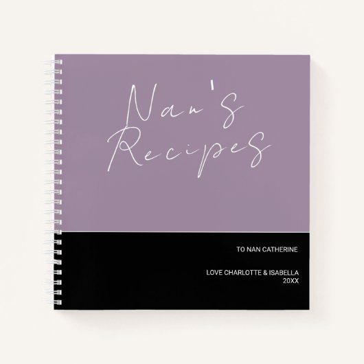 MINIMALISTISCH LICHT LILA SCHWARZE GESCHENKE REZEP NOTIZBLOCK (Vorderseite)