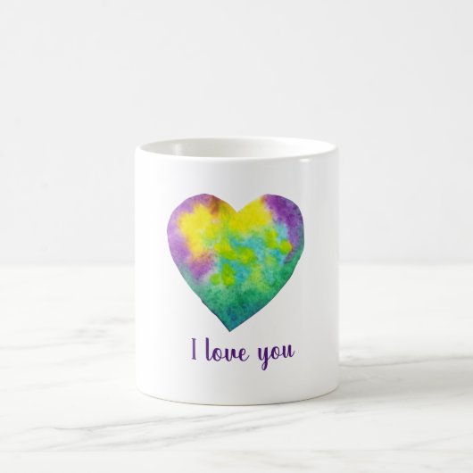 Minimalistisch Liebe ich dir Regenbogenfarben Herz Kaffeetasse (Mittel)