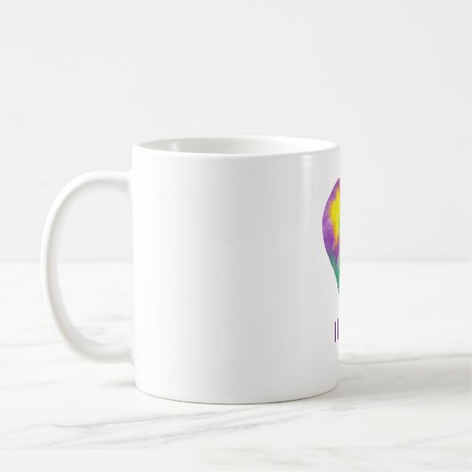 Minimalistisch Liebe ich dir Regenbogenfarben Herz Kaffeetasse (Links)