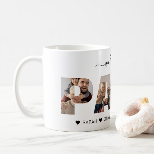 Minimalistisch Liebe Sie PAPA FotoCollage Kaffeetasse (Mit Donut)