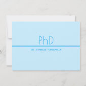 Minimalistisch Light Blue Foto PhD Grad Ankündigung (Rückseite)