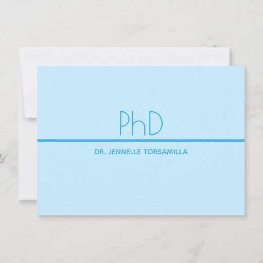 Minimalistisch Light Blue Foto PhD Grad Ankündigung (Rückseite)